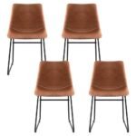 Artiss 4x Dining Chairs Retro PU Leather Kitchen Lounge Cafe Accent Chair Brown - Image 3