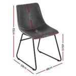 Artiss 2x Dining Chairs Retro PU Leather Kitchen Lounge Cafe Accent Chair Grey - Image 2