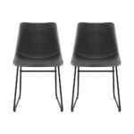 Artiss 2x Dining Chairs Retro PU Leather Kitchen Lounge Cafe Accent Chair Grey - Image 3