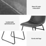 Artiss 4x Dining Chairs Retro PU Leather Kitchen Lounge Cafe Accent Chair Grey - Image 6