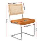 Artiss Dining Chairs Set of 2 PU Leather Rattan Cantilever Brown - Image 2
