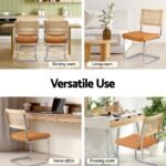 Artiss Dining Chairs Set of 2 PU Leather Rattan Cantilever Brown - Image 5