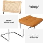 Artiss Dining Chairs Set of 2 PU Leather Rattan Cantilever Brown - Image 6