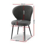Artiss 4x Dining Chairs Sherpa Boucle Wing Back Grey - Image 2
