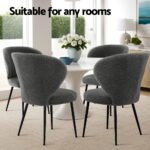 Artiss 4x Dining Chairs Sherpa Boucle Wing Back Grey - Image 6