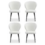 Artiss 4x Dining Chairs Sherpa Boucle Wing Back White - Image 3