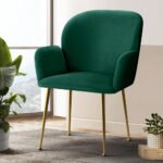 Artiss Dining Chairs Set of 2 Velvet Armchair Green - Image 7