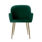 Artiss Dining Chairs Set of 2 Velvet Armchair Green - Image 3