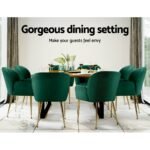 Artiss Dining Chairs Set of 2 Velvet Armchair Green - Image 6