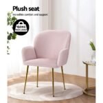 Artiss Dining Chairs Set of 2 Velvet Armchair Pink - Image 5