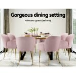 Artiss Dining Chairs Set of 2 Velvet Armchair Pink - Image 6