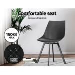 Artiss Dining Chairs Set of 2 PU Leather Plastic Metal Black - Image 3