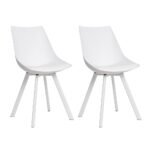 Artiss Dining Chairs Set of 2 PU Leather Plastic Metal White - Image 7