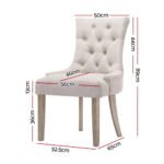 Artiss Dining Chairs Set of 2 Linen French Provincial Beige - Image 2