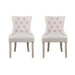 Artiss Dining Chairs Set of 2 Linen French Provincial Beige - Image 3