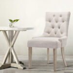 Artiss Dining Chairs Set of 2 Linen French Provincial Beige - Image 7