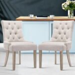 Artiss Dining Chairs Set of 2 Linen French Provincial Beige - Image 8