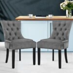Artiss Dining Chairs Set of 2 Velvet French Provincial Grey - Image 8