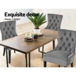 Artiss Dining Chairs Set of 2 Velvet French Provincial Grey - Image 4