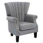 Artiss Armchair Wingback Grey Andrew - Image 2