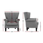 Artiss Armchair Wingback Grey Andrew - Image 3