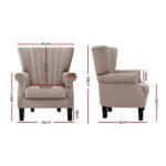 Artiss Armchair Wingback Beige Andrew - Image 2