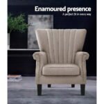 Artiss Armchair Wingback Beige Andrew - Image 4