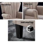 Artiss Armchair Wingback Beige Andrew - Image 6