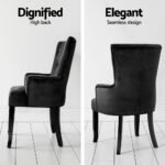 2x Artiss Dining Chairs Velvet French Provincial Armchair Black - Image 5
