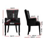 4x Artiss Dining Chairs Velvet French Provincial Armchair Black - Image 2