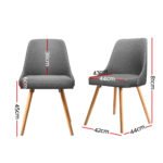 Artiss Dining Chairs Set of 2 Fabric Wooden Grey - Image 2