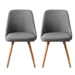 Artiss Dining Chairs Set of 2 Fabric Wooden Grey - Image 3