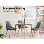 Artiss Dining Chairs Set of 2 Fabric Wooden Grey - Image 4