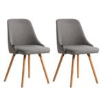 Artiss Dining Chairs Set of 2 Fabric Wooden Grey - Image 7