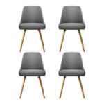 Artiss Dining Chairs Set of 4 Fabric Wooden Grey - Image 3