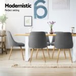Artiss Dining Chairs Set of 4 Fabric Wooden Grey - Image 4