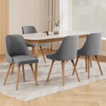 Artiss Dining Chairs Set of 4 Fabric Wooden Grey - Image 7