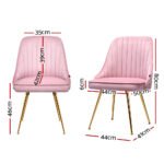 Artiss Dining Chairs Set of 2 Velvet Channel Tufted Pink - Image 2