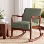 Artiss Rocking Armchair Nursing Chair Corduroy Green - Image 7