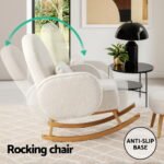 Artiss Armchair Rocking Chair Ottoman Lounge Footrest Round Nursing Boucle White - Image 4
