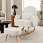 Artiss Armchair Rocking Chair Ottoman Lounge Footrest Round Nursing Boucle White - Image 7