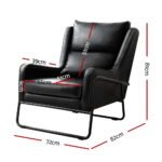 Artiss Armchair Accent Chair PU Leather Wingback Black - Image 2