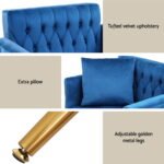 Artiss Armchair Ottoman Accent Chair Pillow Velvet Blue - Image 6