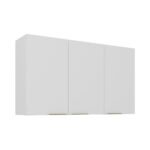 White Flat Pack DIY Steel Kitchen Wall Cabinet with 3 Doors + 2 Shelves - Renova