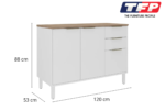 Base Kitchen Steel Cabinet/Cupboard with 3 Doors + 2 Drawers - Renova White Flat Pack DIY - Image 2