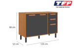 Base Kitchen Wooden Cabinet/Cupboard with 3 Doors + 2 Drawers in Cinnamon Finish - Napoles Graphite Flat Pack DIY - Image 2