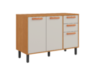 Base Kitchen Wooden Cabinet/Cupboard with 3 Doors + 2 Drawers in Cinnamon Finish - Napoles White Flat Pack DIY