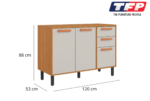 Base Kitchen Wooden Cabinet/Cupboard with 3 Doors + 2 Drawers in Cinnamon Finish - Napoles White Flat Pack DIY - Image 2
