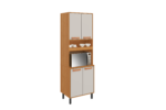Flat Pack DIY Wooden Kitchen Cupboard/Pantry with 4 Doors + 6 Shelves in White and Cinnamon Finish - Napoles