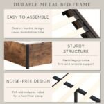 Gas Lift Bed Frame with Storage, Double Size Wooden Slats Platform Bed Frame with LED Lights and Charging Station, No Box Spring Needed, Noise Free, Rustic Brown - Image 6